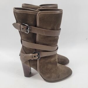 Coach Alexandra Suede Boots upper, a block heel and multiple buckle closures 6